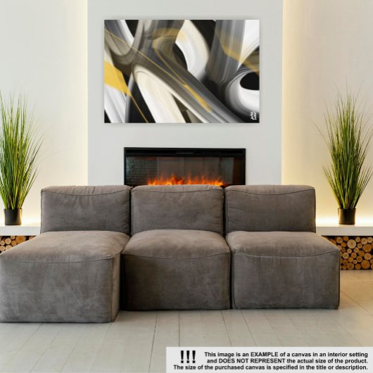14x11" Trend Abstract Art Canvas Zwart Wit Goud