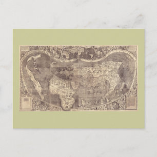 1507 Martin Waldseemuller Wereldkaart Briefkaart