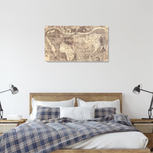 1507 Martin Waldseemuller Wereldkaart Canvas Afdruk (Insitu (Slaapkamer))