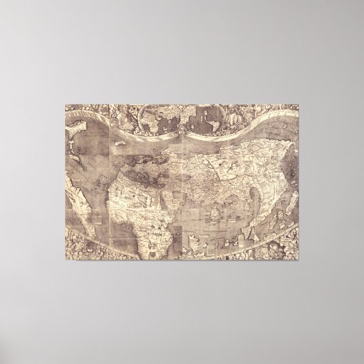 1507 Martin Waldseemuller Wereldkaart Canvas Afdruk (Voorkant)
