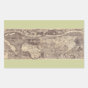 1507 Martin Waldseemuller Wereldkaart Rechthoekige Sticker