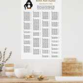 150 Funny Penguin Greeter Wedding Seating Chart Poster (Keuken)