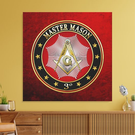 [150] Master Mason - 3rd graads Square & Compass Canvas Afdruk (Insitu (Woonkamer))