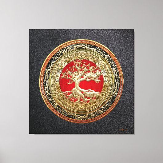 [150] Treasure Trove: Celtic Tree of Life [Gold] Canvas Afdruk (Voorkant)
