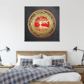 [150] Treasure Trove: Celtic Tree of Life [Gold] Canvas Afdruk (Insitu (Slaapkamer))