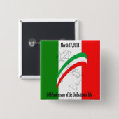 150e Jubileum van de eenmaking van Italië Vierkante Button 5,1 Cm (Voorkant /achterkant)