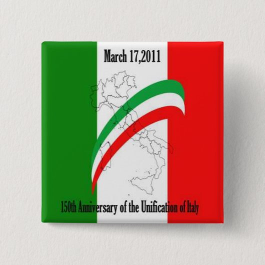 150e Jubileum van de eenmaking van Italië Vierkante Button 5,1 Cm (Voorkant)