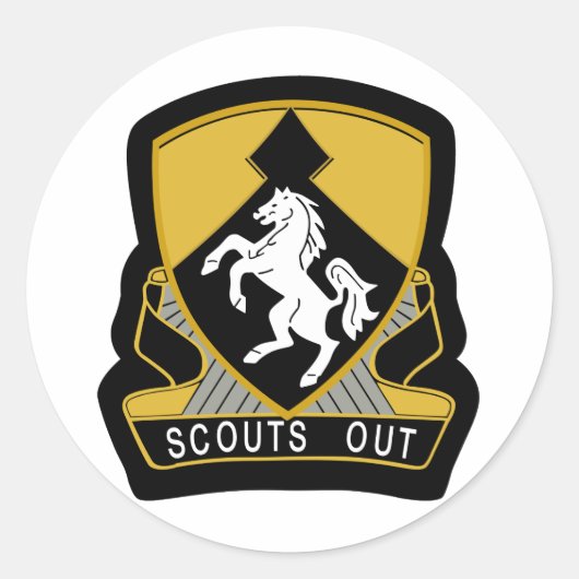 153d Cavalry Scout-Insignia Kleurenpatch Ronde Sticker (Voorkant)