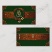 [154] AA Monogram [Messing + leer] Visitekaartje (Voorkant / Achterkant)