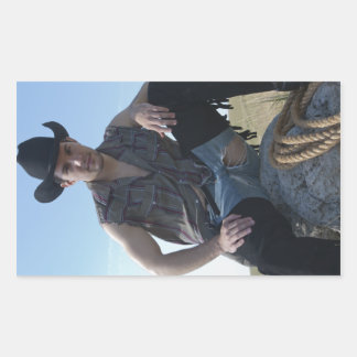 15631-RA Cowboy Rechthoekige Sticker