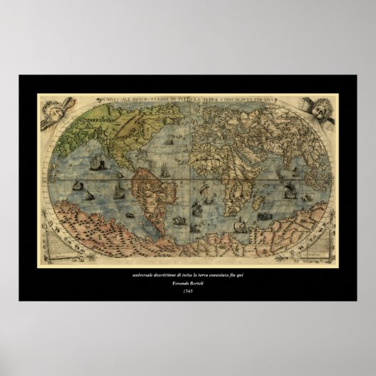 1565 Ferando Berteli (Fernando Bertelli) Wereldkaa Poster (Voorkant)