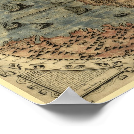 1565 Ferando Berteli (Fernando Bertelli) Wereldkaa Poster (Hoek)