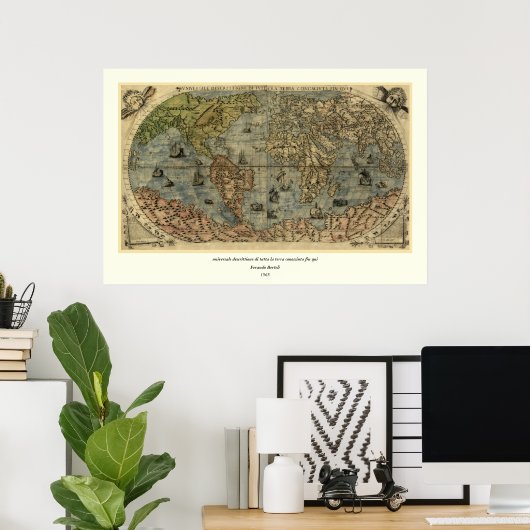 1565 Ferando Berteli (Fernando Bertelli) Wereldkaa Poster (Thuiskantoor)