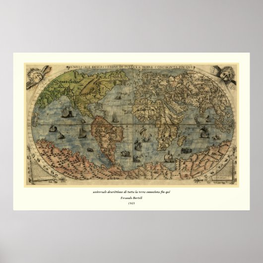 1565 Ferando Berteli (Fernando Bertelli) Wereldkaa Poster (Voorkant)
