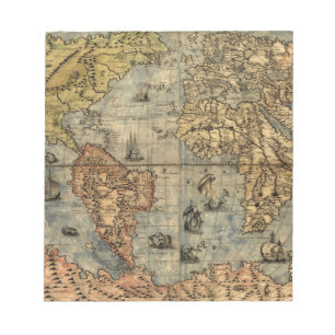 1565 Forlani Antieke Wereldkaart Vintage Cartograf Notitieblok