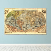1565 Forlani AntiquevWereldkaart Renaissance Canvas Afdruk (Insitu (Houten vloer))