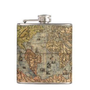 1565 Forlani AntiquevWereldkaart Renaissance Heupfles