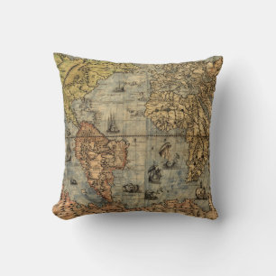 1565 Forlani AntiquevWereldkaart Renaissance Kussen