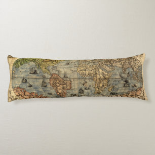 1565 Forlani AntiquevWereldkaart Renaissance Lichaamskussen