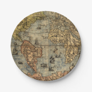 1565 Forlani AntiquevWereldkaart Renaissance Papieren Bordje