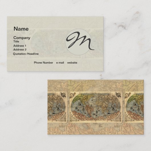 1565 Forlani AntiquevWereldkaart Renaissance Visitekaartje (Voorkant / Achterkant)