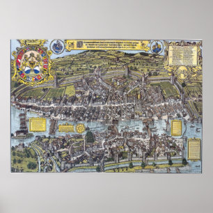 1576 Kaart van Zürich Poster