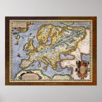 1595 Kaart van Europa met Abraham Ortelius Cartogr