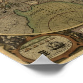 1595  Wereldkaart van Jodocus Hondius Poster (Hoek)