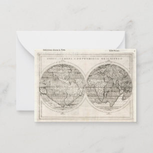 1598 Antieke Wereldkaart Latijn Cartografie Notitiekaartje