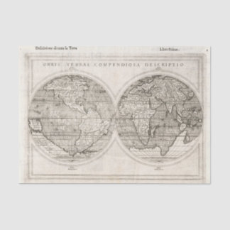 1598 Wereldkaart Latijnse cartografie Tissuepapier