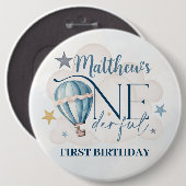 15,2 Cm Ours dans un ballon 1er Anniversaire Badge rond (Devant & derrière)