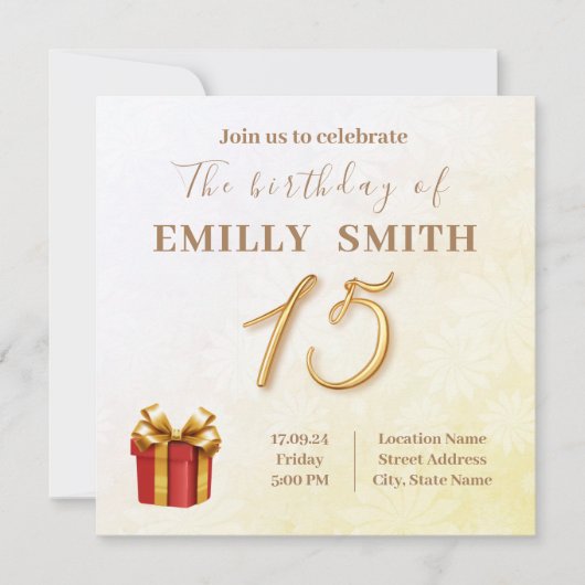 15 Anniversaire Invitation (Devant)