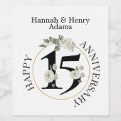 15 ans ANNIVERSAIRE Vin Étiquette (Étiquettes simples)