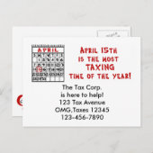 15 april - Meeste belastingtijd van het jaar! Briefkaart (Voorkant / Achterkant)