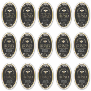 15 custom cut 4 "x 2.25" Oval Honingraat Vinyl Sticker