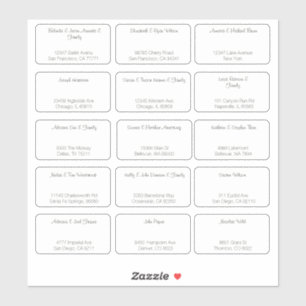 15 Eenvoudige individuele bruiloft gast naam adres Sticker