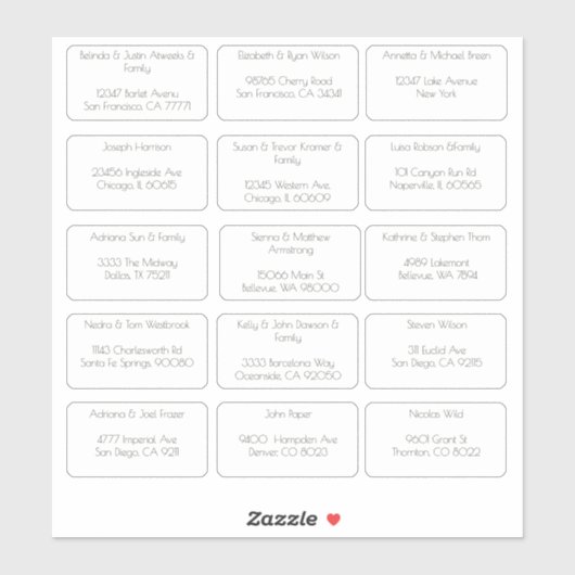 15 Eenvoudige individuele gastnaam Adres Sticker (Vel)