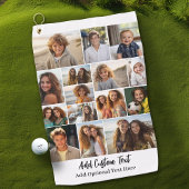 15 Fotocollage - Aangepaste tekst - Zwart-wit Golfhanddoek