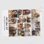 15 Fotocollage - Aangepaste tekst - Zwart-wit Golfhanddoek (Horizontaal)