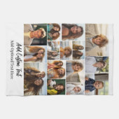 15 Fotocollage - Aangepaste tekst - Zwart-wit Theedoek (Horizontaal)