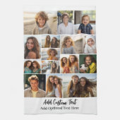 15 Fotocollage - Aangepaste tekst - Zwart-wit Theedoek (Verticaal)