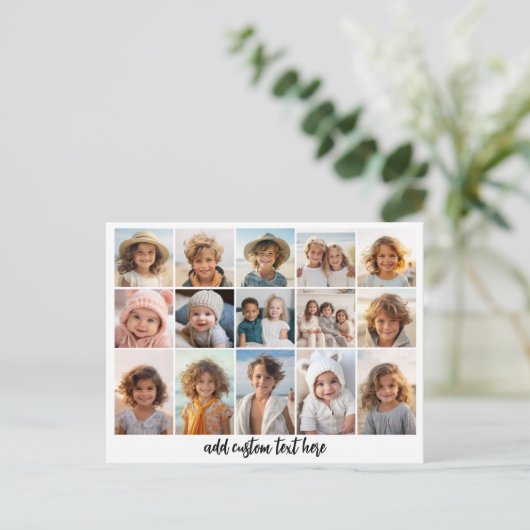 15 Fotocollage Raster - Script Text - zwart wit Briefkaart (Staand voorkant)