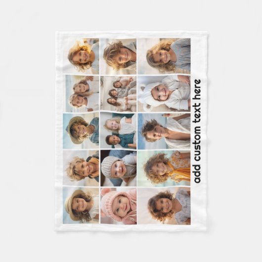 15 Fotocollage Raster - Script Text - zwart wit Fleece Deken (Voorkant)