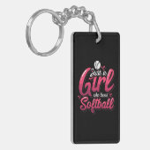 15.Gewoon een meisje dat van Softball houdt Sleutelhanger (Voorkant Links)