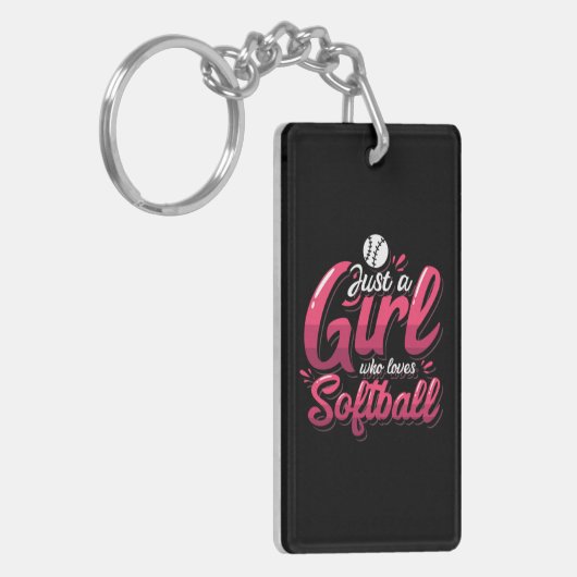 15.Gewoon een meisje dat van Softball houdt Sleutelhanger (Voorkant Links)