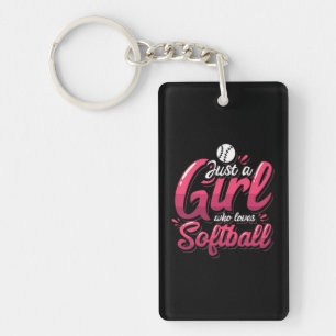 15.Gewoon een meisje dat van Softball houdt Sleutelhanger