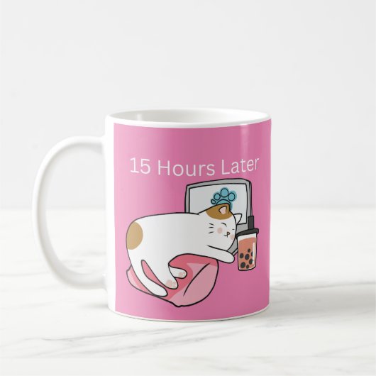 15 Heures Plus Tard Lazy Cat Coffee Mug (Gauche)