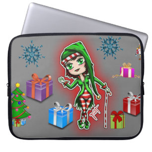 15-inch hoes voor kerstlaptop uit neopreen, Elf