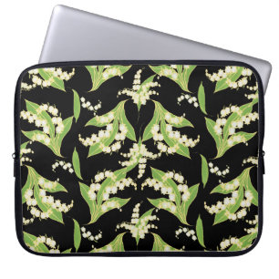 15-inch laptophoes: lilies van de vallei, zwart laptop sleeve