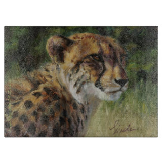 15-inch x 11-inch Glass Cheetah Cutting Board Snijplank